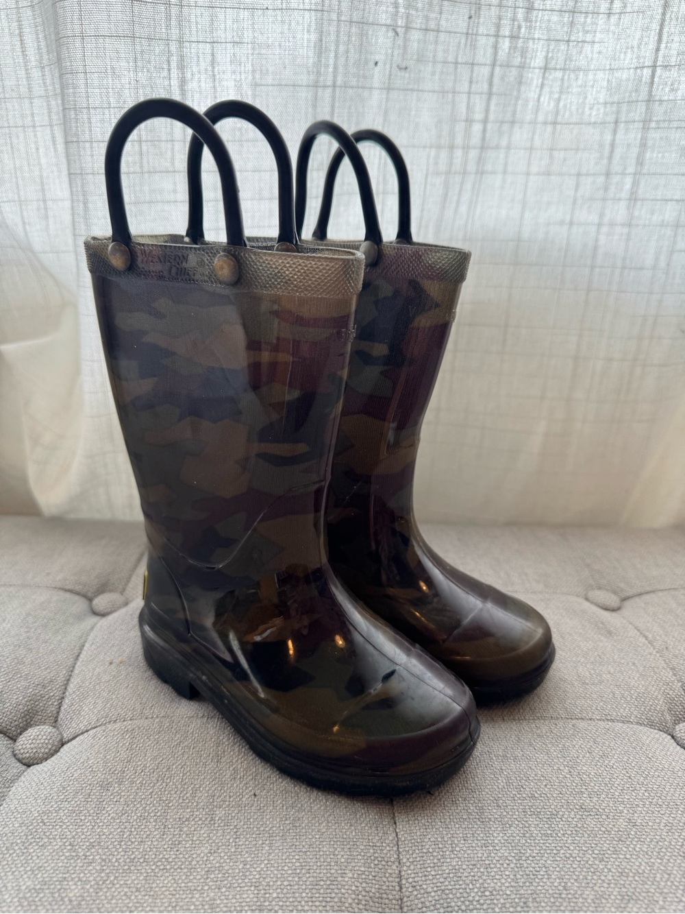 Western Chief Kids Camo Rain Boots in Green and Brown